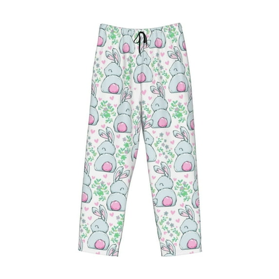 Lsque Rabbit Back View Print Men's Pajama Pants, Lounge Pant - Comfortable Home Wear,Elastic Waistband, Stylish Design-Small