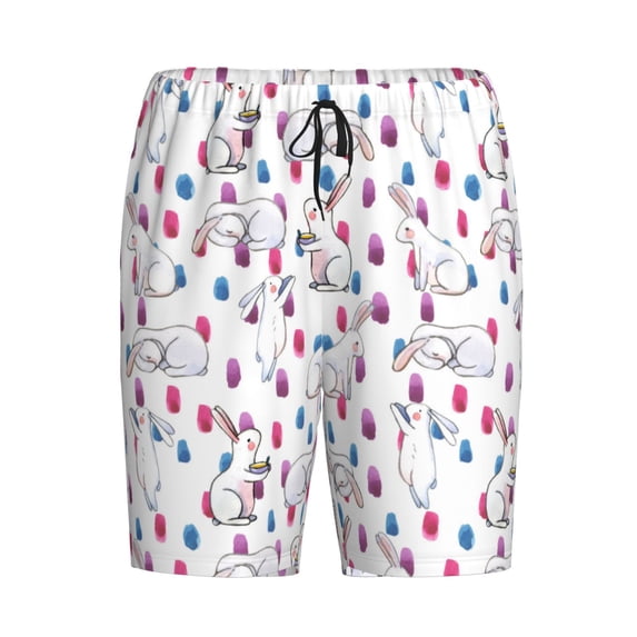 Lsque Rabbit Eating Mens Sleep Pajama Shorts,Short Pajama Pants, Cotton Ultra-Soft Knit-X-Large