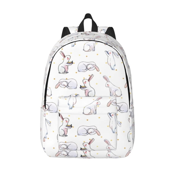 Lsque Rabbit Eating Pattern Canvas Daypack, Durable Backpack, High-quality Versatile Backpack,Vintage Compact Backpack-Small