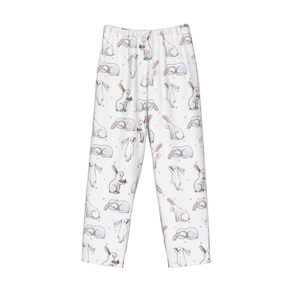 Lsque Rabbit Eating Print Men's Pajama Pants, Lounge Pant - Comfortable Home Wear,Elastic Waistband, Stylish Design-Large