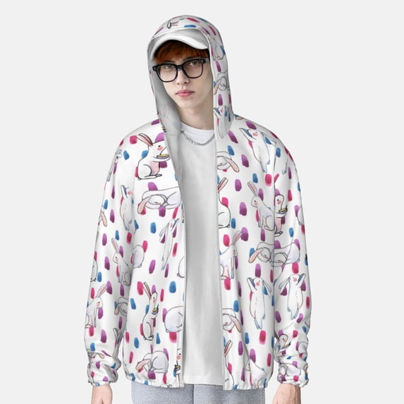Lsque Rabbit Eating UPF 50+ Lightweight Sun Protection Men's Women's Long Sleeve Shirt, Hoodie Performance -3X-Large