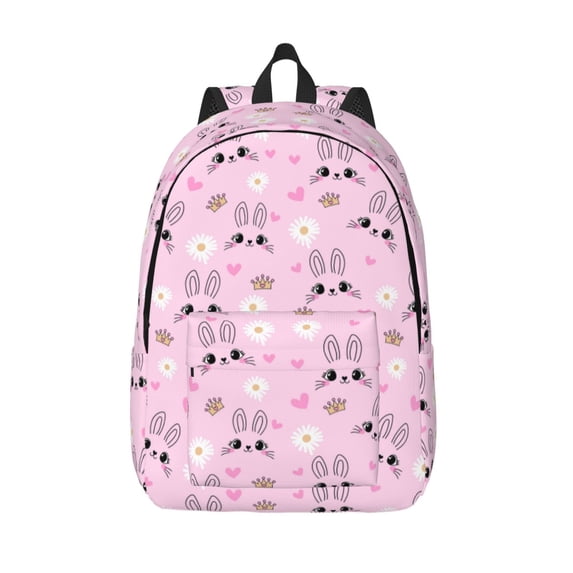 Lsque Rabbit Face Pattern Canvas Daypack, Durable Backpack, High-quality Versatile Backpack,Vintage Compact Backpack-Small