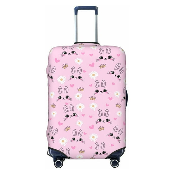 Lsque Rabbit Face Printed Luggage Cover, Travel Luggage Protector,Scratch and Dirt Resistant, Fits 18-32 Inch Luggage - Large
