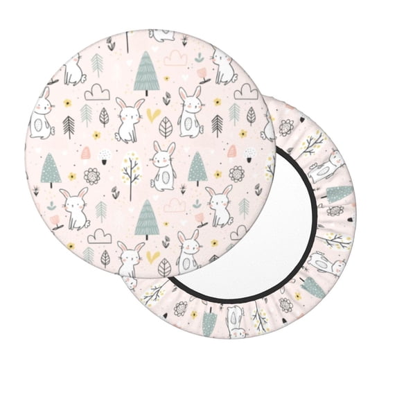Lsque Rabbit Forest Round Bar chair cushion covers Velvet Fabric Premium Comfort Protects from Scratches and Stains for 14-17 Inch Chair- 12 inch