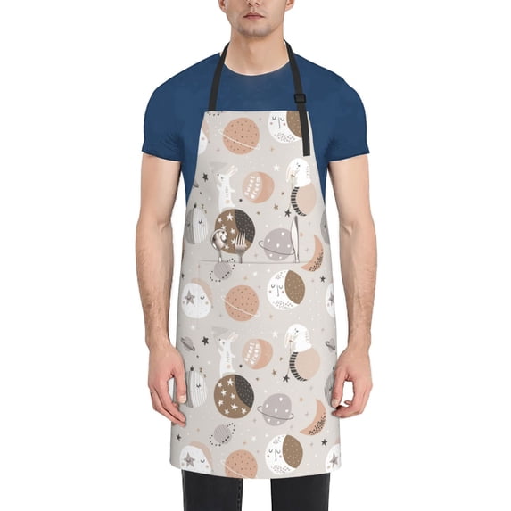 Lsque Rabbit In Space Waterproof Apron Chef Aprons for Men Heavy Duty Chemical Work Apron Extra Long Grilling Aprons with Adjustable Bib Apron