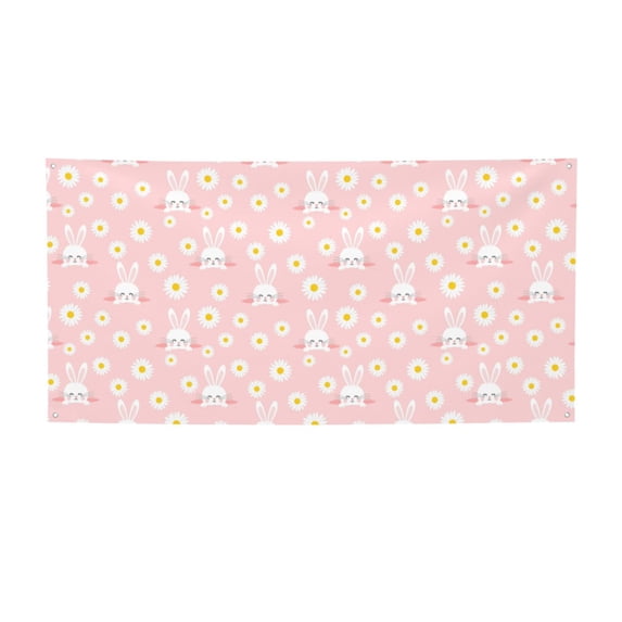 Lsque Rabbit Sunflower Pattern Party Banner, Festive Banner , Holiday Celebrations and Events for Carnival Birthday Party Festival Decorations-Small