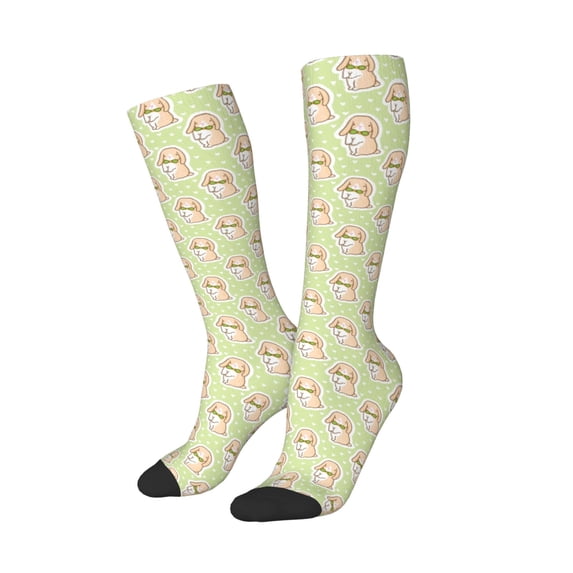 Lsque Rabbit With Tie Printed Crew Socks Men's Women's LightWeight Thin Casual Calf Socks ,Knee High Socks,Cotton Socks