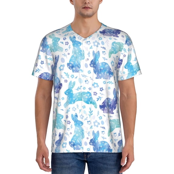 Lsque Rabbit2 Pattern Mens Polo Golf Shirts Funny Graphics Shorts Sleeve Button Shirts Baseball T-shirt-Large