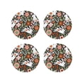 thumbnail image 1 of Lsque Rabbits on Floral Pattern 4" Drink Coasters Set of 4, PVC Leather Absorbent Coasters, Table Coaster Set Decorative Coffee Cup Coasters Housewarming Gift -Round Shape, 1 of 6