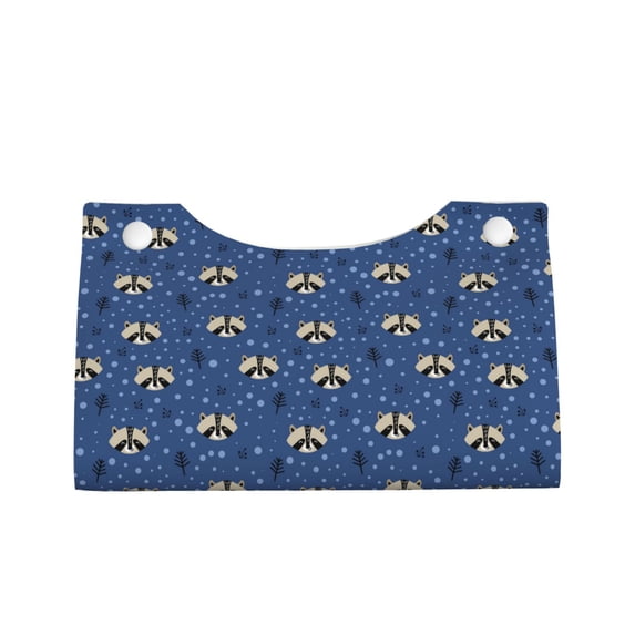 Lsque Raccoon blue point Printed Long Tissue Box Cover Holder, Facial Paper Organizer Dispenser,Triangle with Bottom Belt, PVC Leather Decorative Organizer
