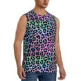 thumbnail image 1 of Lsque Rainbow Animal Skin Print Men's Cotton Blend Sleeveless Muscle Shirts (S-3XL)- Moisture Wicking, Odor Protection, UPF 30+,Medium, 1 of 8