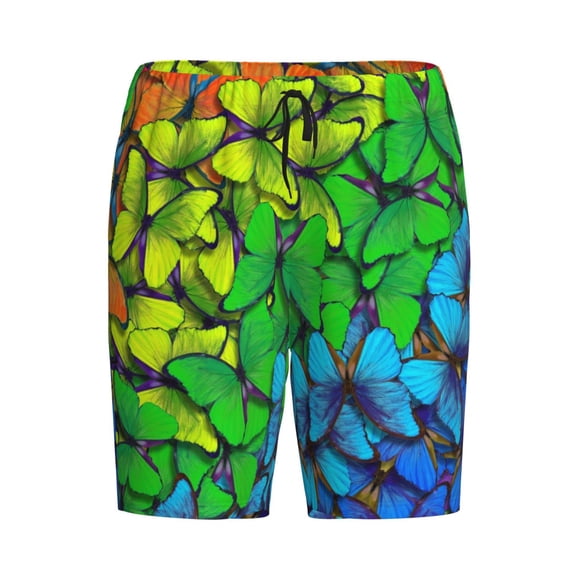 Lsque Rainbow Butterflies Mens Sleep Pajama Shorts,Short Pajama Pants, Cotton Ultra-Soft Knit-XX-Large