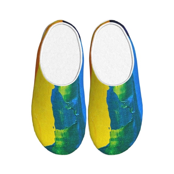 Lsque Rainbow Colored Pattern Womens Comfort Cotton on Scuff With Memory Foam and Anti-skid Sole Slipper-39/40