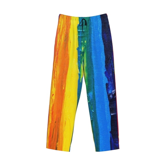 Lsque Rainbow Colored Print Men's Pajama Pants, Lounge Pant - Comfortable Home Wear,Elastic Waistband, Stylish Design-Medium