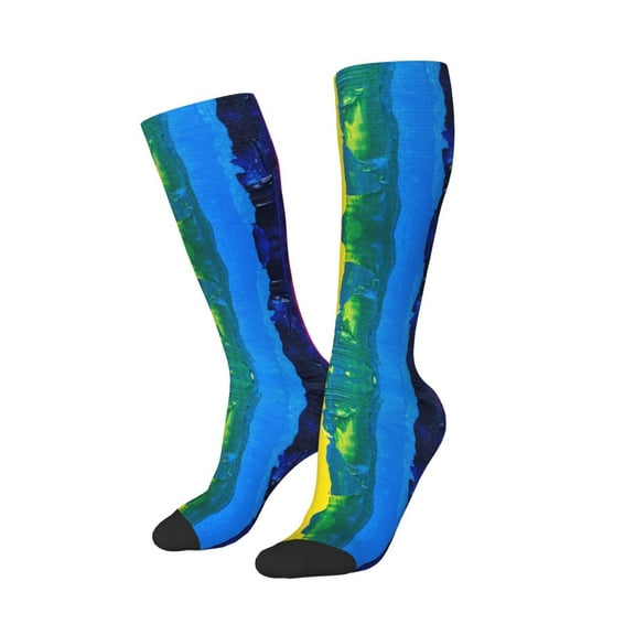 Lsque Rainbow Colored Printed Crew Socks Men's Women's LightWeight Thin Casual Calf Socks ,Knee High Socks,Cotton Socks