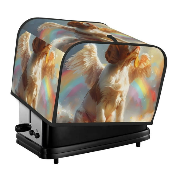 Lsque Rainbow English Cocker Spaniel Print 4 Slice Toaster Cover , Kitchen Appliance Dustproof Protector , Toaster Protector Dustproof Kitchen Appliance Cover