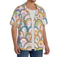 thumbnail image 1 of Lsque Rainbow Flowers print Men's Cuban Collar Short Sleeve Shirt Summer Beachwear Casual Button Down Fashionable Vacation Leisure Shirt-Medium, 1 of 7