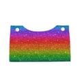 thumbnail image 1 of Lsque Rainbow Glitter Printed Long Tissue Box Cover Holder, Facial Paper Organizer Dispenser,Triangle with Bottom Belt, PVC Leather Decorative Organizer, 1 of 9
