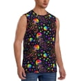 thumbnail image 1 of Lsque Rainbow Jellyfishes Print Men's Cotton Blend Sleeveless Muscle Shirts (S-3XL)- Moisture Wicking, Odor Protection, UPF 30+,Large, 1 of 8