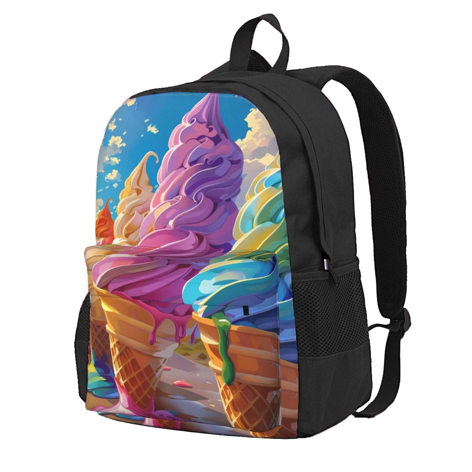 Icee Backpack Lsque Rainbow Melting Ice Cream Pattern Adult Backpack – Durable ...