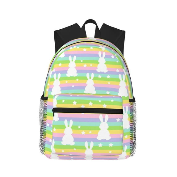 Lsque Rainbow Rabbit Classic Casual Backpack - Large Capacity Water-Resistant Backpack for School, Work, Travel, and Outdoor Activities