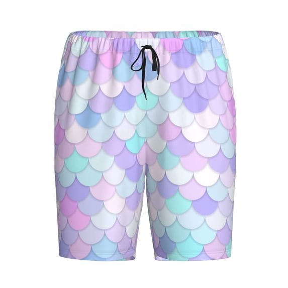Lsque Rainbow Scales Mens Sleep Pajama Shorts,Short Pajama Pants, Cotton Ultra-Soft Knit-X-Large