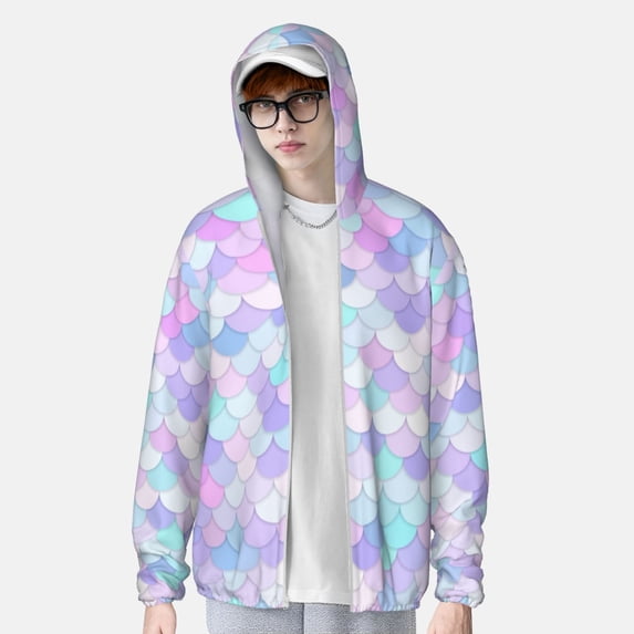 Lsque Rainbow Scales UPF 50+ Lightweight Sun Protection Men's Women's Long Sleeve Shirt, Hoodie Performance -Medium