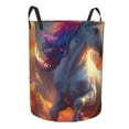 thumbnail image 1 of Lsque Rainbow Sunset Cloud White Horse pattern Laundry Hamper Basket, Tall Woven Rope Hamper Basket for Clothes, Lightweight Storage Basket, Collapsible Waterproof-Small, 1 of 8