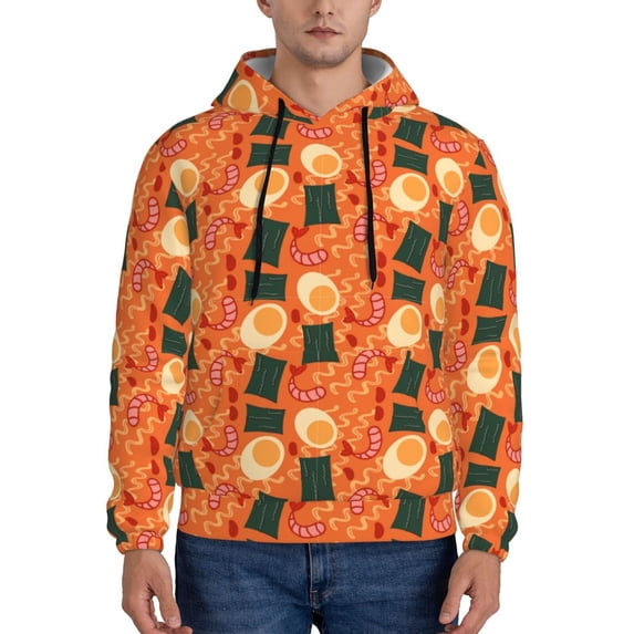 Lsque Ramen Noodle Soup Pattern Casual Men's Hoodie,Hooded Sweatshirt with Kangaroo Pocket,Pullover Hoodie-Small