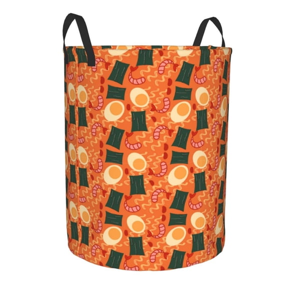 Lsque Ramen Noodle Soup pattern Laundry Hamper Basket, Tall Woven Rope Hamper Basket for Clothes, Lightweight Storage Basket, Collapsible Waterproof-Medium