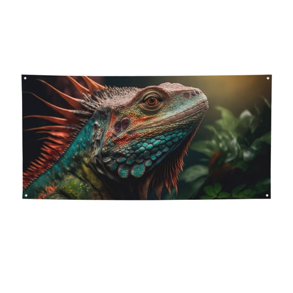 Lsque Realistic Colorful Chameleon Pattern Party Banner, Festive Banner , Holiday Celebrations and Events for Carnival Birthday Party Festival Decorations-Medium