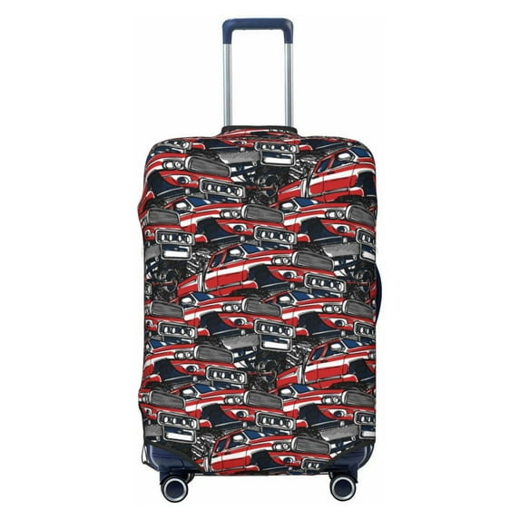 Lsque Red And Blue Cars Printed Luggage Cover, Travel Luggage Protector,Scratch and Dirt Resistant, Fits 18-32 Inch Luggage - Large