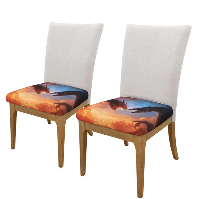 Lsque Red And Blue Fire Cloud Dragon Printed Square Couch Cushion