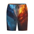 thumbnail image 1 of Lsque Red And Blue Fire Dragon E Mens Sleep Pajama Shorts,Short Pajama Pants, Cotton Ultra-Soft Knit-3X-Large, 1 of 9