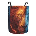 thumbnail image 1 of Lsque Red And Blue Fire Lion pattern Laundry Hamper Basket, Tall Woven Rope Hamper Basket for Clothes, Lightweight Storage Basket, Collapsible Waterproof-Medium, 1 of 8