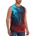 thumbnail image 1 of Lsque Red And Blue Fire Print Men's Cotton Blend Sleeveless Muscle Shirts (S-3XL)- Moisture Wicking, Odor Protection, UPF 30+,XX-Large, 1 of 8