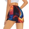 thumbnail image 1 of Lsque Red And Blue Fire Wolf Printed Women's Running Shorts with Liner Pockets,Elastic Quick Dry Workout Athletic Gym Yoga Shorts,Womens High Waist Shorts-Small, 1 of 9