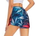 thumbnail image 1 of Lsque Red And Blue Leaves Printed Women's Running Shorts with Liner Pockets,Elastic Quick Dry Workout Athletic Gym Yoga Shorts,Womens High Waist Shorts-Large, 1 of 9