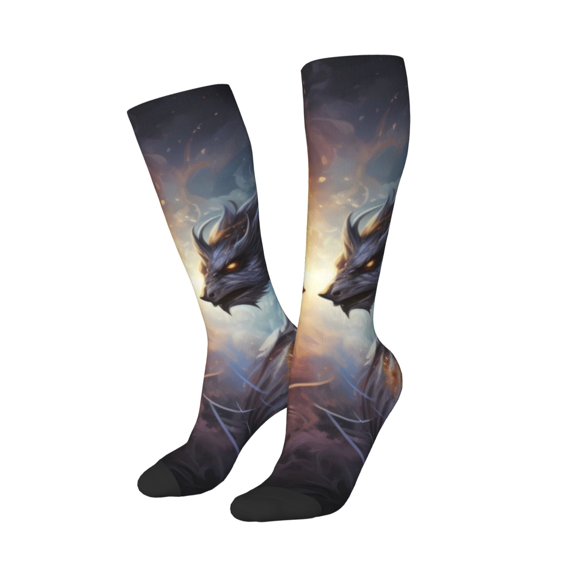 Lsque Red And White Beast Printed Crew Socks Men's Women's LightWeight Thin Casual Calf Socks ,Knee High Socks,Cotton Socks