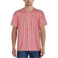 thumbnail image 1 of Lsque Red And White Stripes Pattern Mens Polo Golf Shirts Funny Graphics Shorts Sleeve Button Shirts Baseball T-shirt-X-Large, 1 of 7
