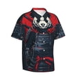 thumbnail image 1 of Lsque Red Black Eastern Panda Warrior pattern Hawaiian Shirt for Men, Unisex Summer Beach Casual Short Sleeve Button Down Shirts-X-Large, 1 of 1
