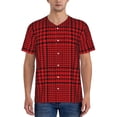 thumbnail image 1 of Lsque Red Black Houndstooth Pattern Mens Polo Golf Shirts Funny Graphics Shorts Sleeve Button Shirts Baseball T-shirt-4X-Large, 1 of 7