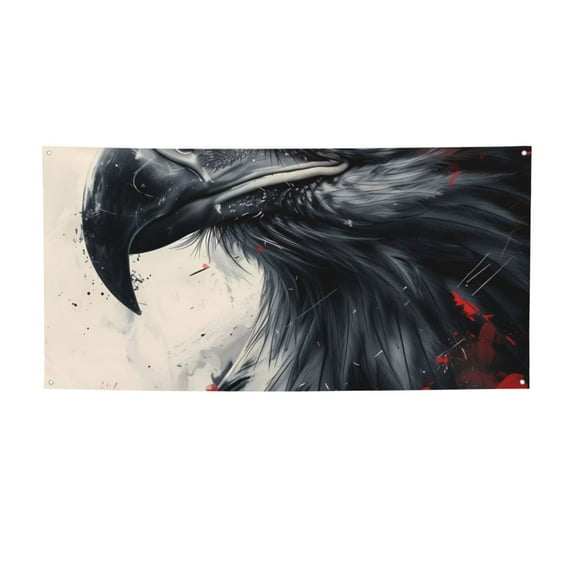 Lsque Red Black Ink Style Bald Eagle Pattern Party Banner, Festive Banner , Holiday Celebrations and Events for Carnival Birthday Party Festival Decorations-Small