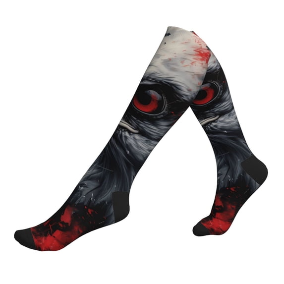 Lsque Red Black Ink Style Bald Eagle Pattern Sport Compression Socks for Men & Women 15-20 mmHg Knee High Nurse Pregnant Running Medical and Travel Athletic