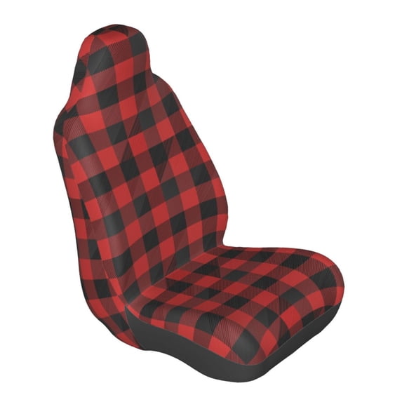 Lsque Red Black Plaid Pattern Car Seat Covers for Front Seats , Waterproof Seat Covers for Cars, Sporty Front Seat Covers,Car Seat Cover Protector Front Seats
