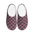 thumbnail image 1 of Lsque Red Blue Checked Pattern Womens Comfort Cotton on Scuff With Memory Foam and Anti-skid Sole Slipper-44/45, 1 of 7