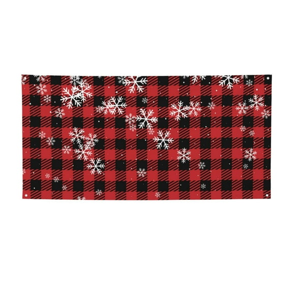 Lsque Red Buffalo Plaid Pattern Party Banner, Festive Banner , Holiday Celebrations and Events for Carnival Birthday Party Festival Decorations-Small