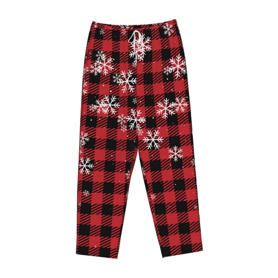 Lsque Red Buffalo Plaid Print Women's Pajama Pants, Lounge Pant - Comfortable Home Wear,Elastic Waistband, Stylish Design-X-Large
