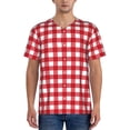 thumbnail image 1 of Lsque Red Checkboard Pattern Mens Polo Golf Shirts Funny Graphics Shorts Sleeve Button Shirts Baseball T-shirt-4X-Large, 1 of 7