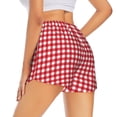 thumbnail image 1 of Lsque Red Checkboard Printed Women's Running Shorts with Liner Pockets,Elastic Quick Dry Workout Athletic Gym Yoga Shorts,Womens High Waist Shorts-XX-Large, 1 of 9